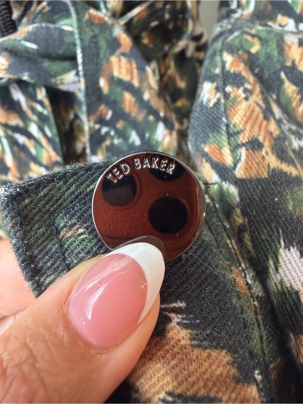 100% Cotton Denim Ted Baker Inniza Camo Utility Jacket Mini Dress Belted Size 4 - Picture 10 of 12